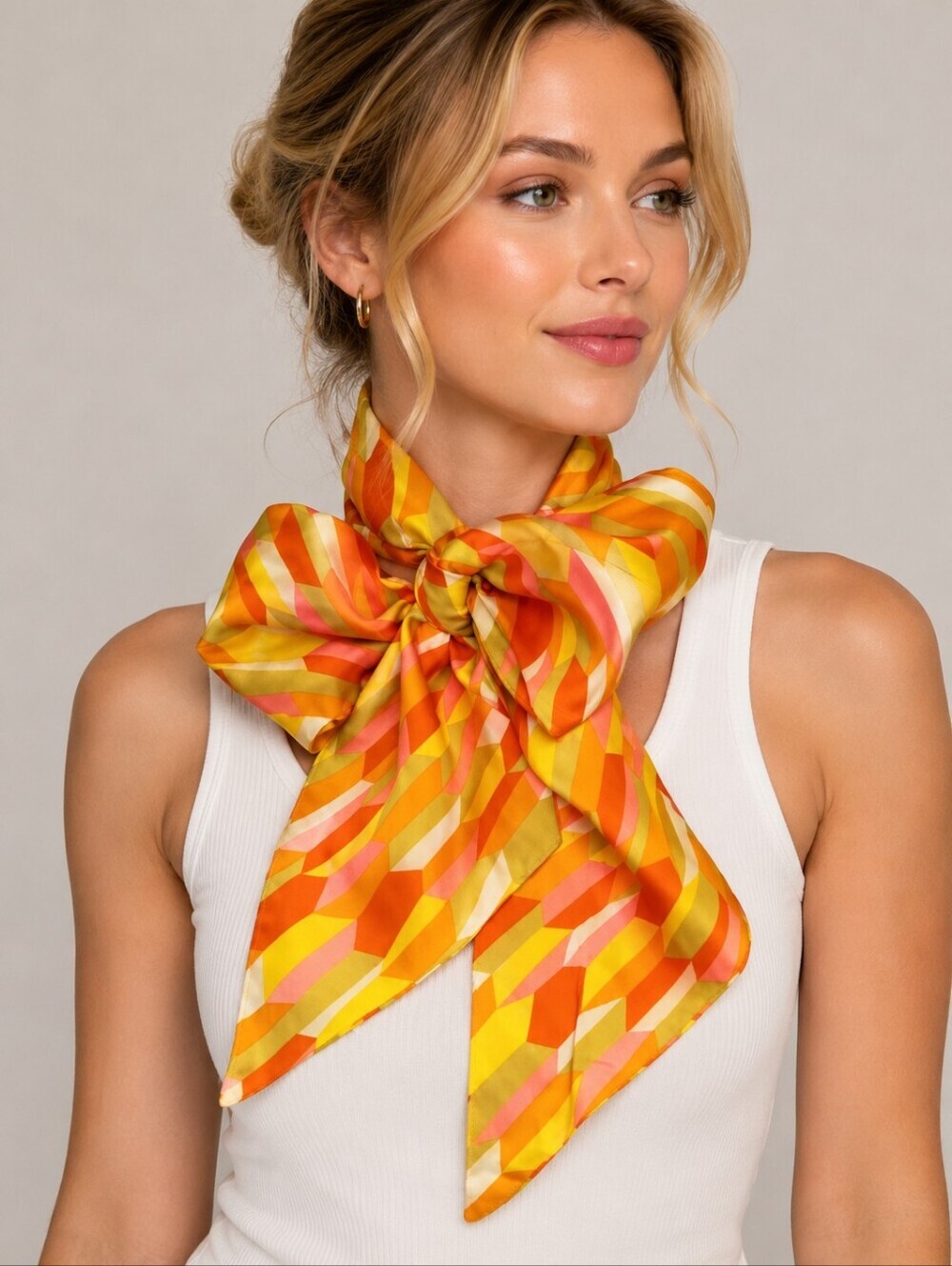 Vtg 1960s Made in Japan Colorful Hand Printed Geometric Mod Acetate Scarf Sash